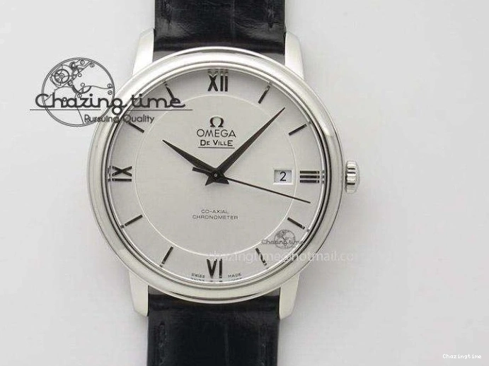 0207 Fashionable De Ville Prestige Real Power Reserve SS TW 1:1 Best Edition White Dial Blue Markers On Leather Strap A 8094